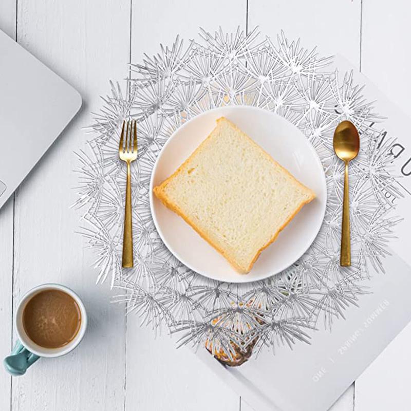 2/4PCS Dandelion Placemat for Dining Table PVC Plastic Hollow Coaster Table Bowl Mats Set Holiday Party Home Decor Wedding Party