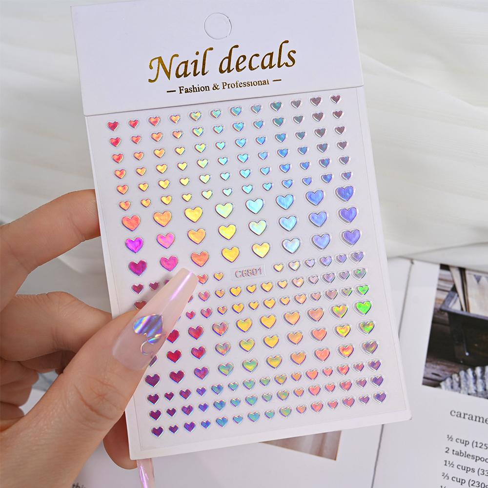 1pcs 3D Bronzing Gold Love Nail Art Stickers Holographic Stars Sun Starlight DIY Nail Decals Manicure Decoration