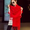 Imitation cashmere club gift print lgo embroidery solid color double-sided velvet big red scarf women's shawl fashion
