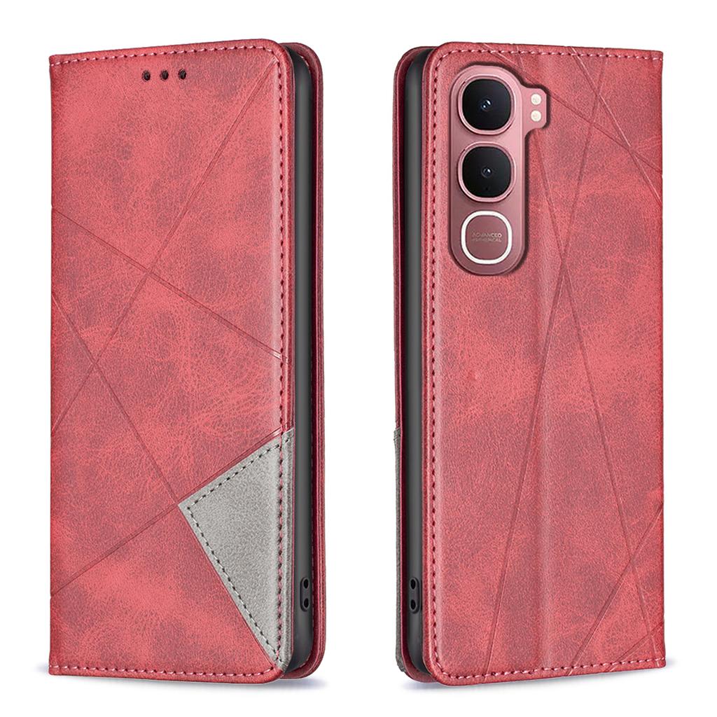 For vivo Y31 5G Case Card Slots Geometry Imprint Leather Phone Cover