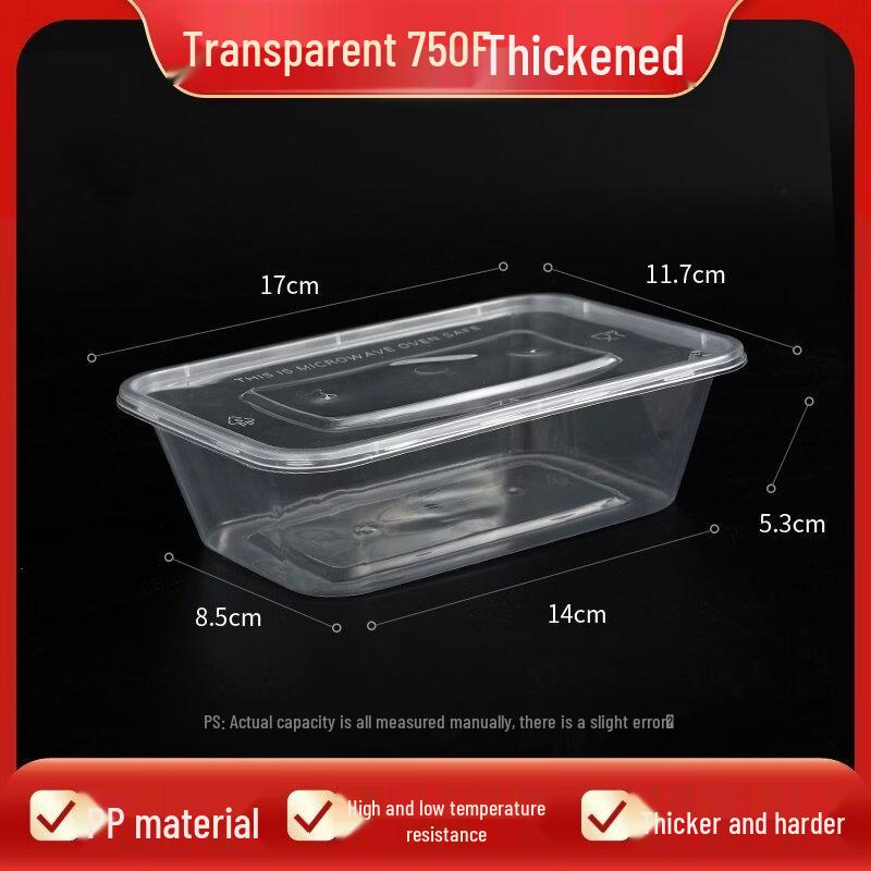 ZISIZ Disposable Plastic Rectangular Lunch Box