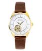 Sutton Leather Strap Open Heart Mother Of Pearl Dial Automatic 97L179 Women's Watch