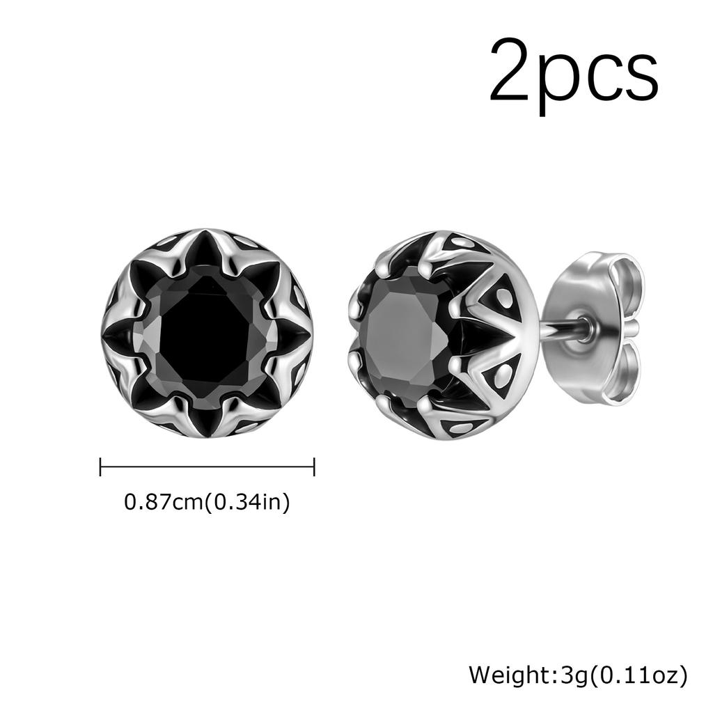 Sea Blue Stud Earring for Men Boys,Hypoallergenic Stainless Steel Round Metal Earrings,Stylish Jewelry Gift