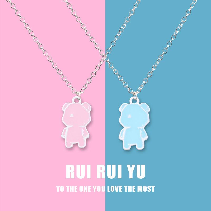 RUI RUI YU Violent Bear Pendant Pendant Necklace for Women Men Girlfriend Couple Lover Jewelry Gift