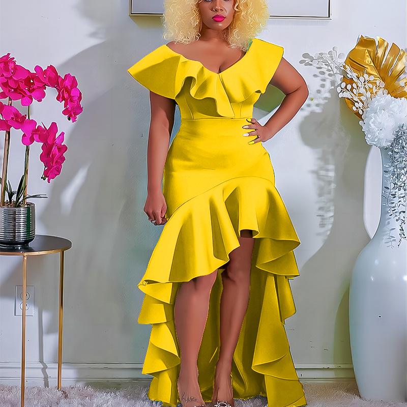 2023 African Solid Color Loose Fit Evening Dress, Slim Long Skirt, Cross-Border Exclusive