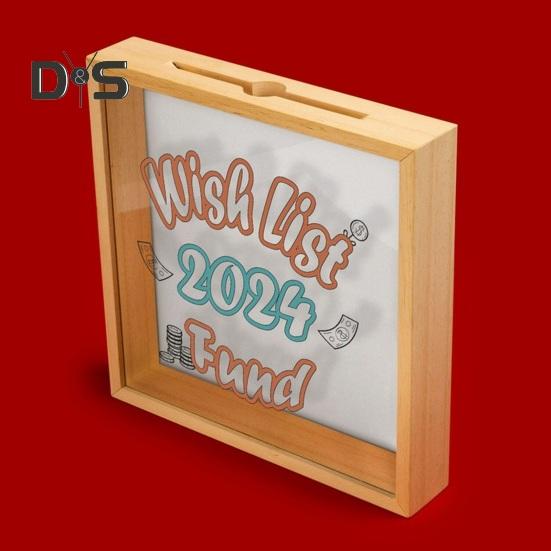 Salvadanaio In Legno Personalizzato, Con Iniziale Del Nome In Acrilico Trasparent