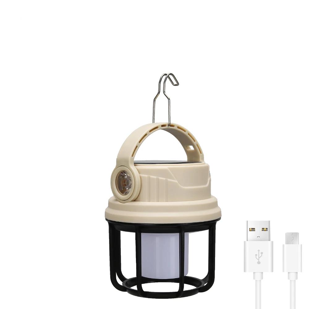 Solar LED Camping Lantern USB Rechargeable Waterproof lamp Portable Emergency Power Bank For Outdoor Tent Hunting Fishing Light