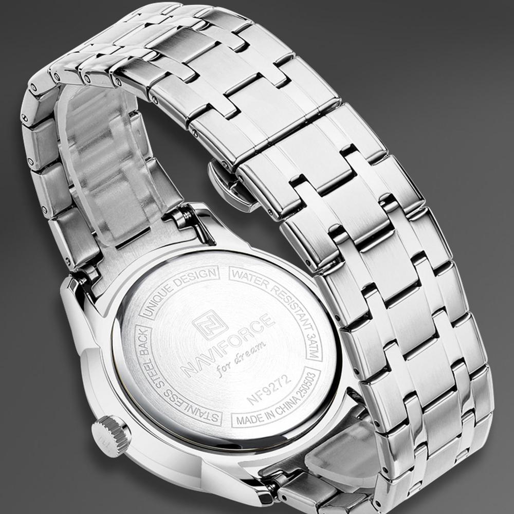 NAVIFORCE Men Quartz Watch Daily Casual Calendar Simple Dial 30m Waterproof Stainless Steel Strap Men Casual Watch Gift NF9272S