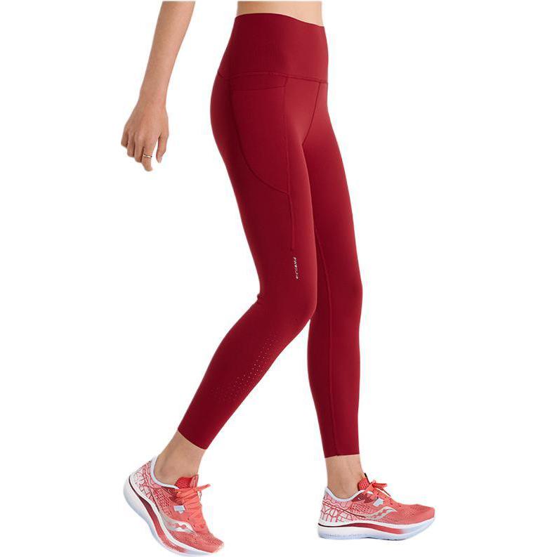 SAUCONY Solid Color Casual Tight Sports Long Pants Women Bottoms Red SC1229002-2