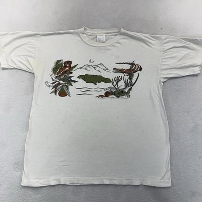 Vintage Jamaica Nature Environment Trust Shirt L Animals Art Tee 80s 90s S/S