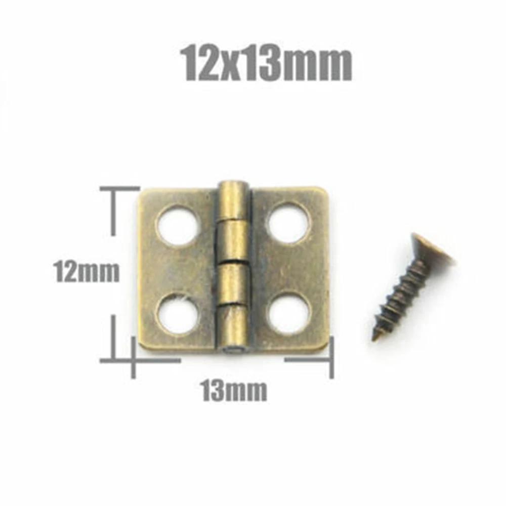 10-25pcs Mini Antique Brass Cabinet Hinges with Screws for Jewelry Gift Box Wooden Wine Chest Door Hardware