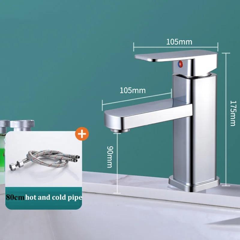 Stainless Steel Black Square Hot and Cold Dual-use Basin Faucet Home Kitchen Bathroom Cabinet Faucet