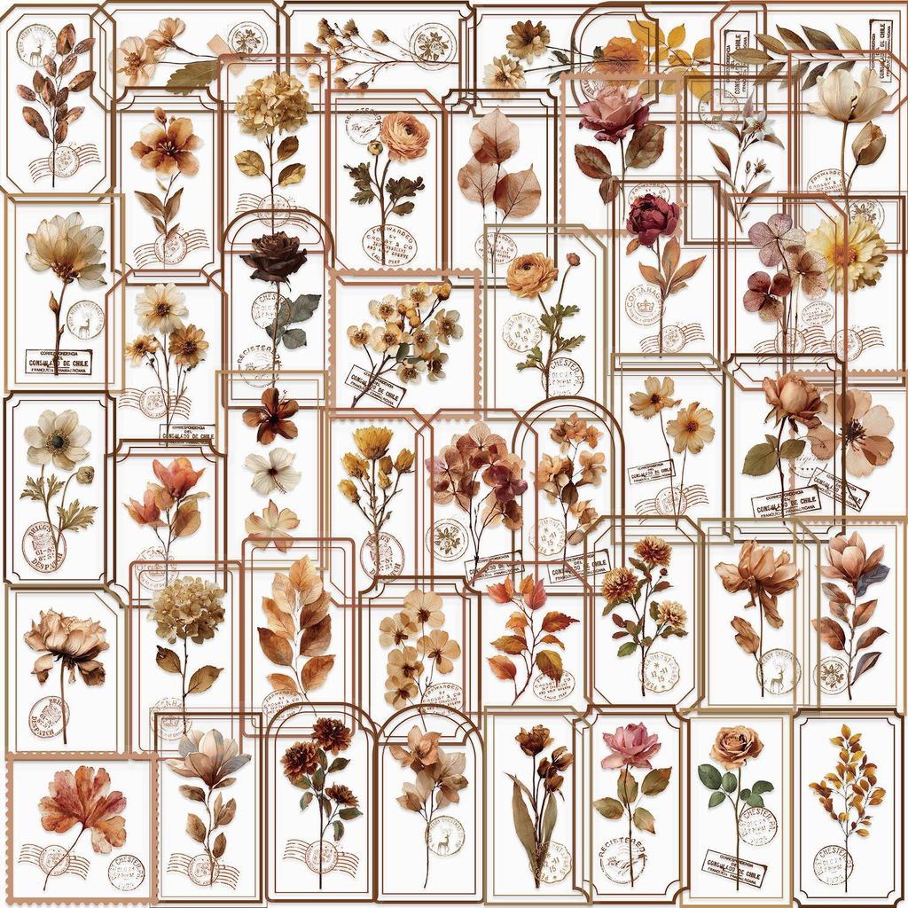 Floral Ink PET Transparent Stickers for Phone, Laptop, Suitcase, and Cup Decoration