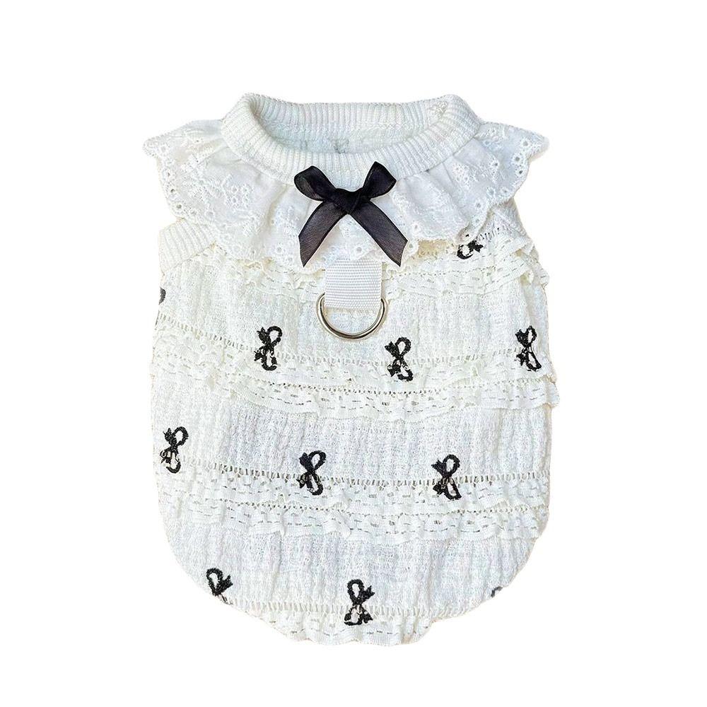 Cute Spring Summer Puppy Lace Vest Breathable Soft Cat Cake Skirt Cartoon Bowknot Kitten T-shirts for Small Medium Dog