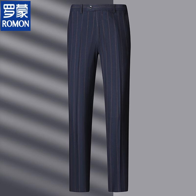 ROMON Men's Slim Fit Business Casual Striped Suit