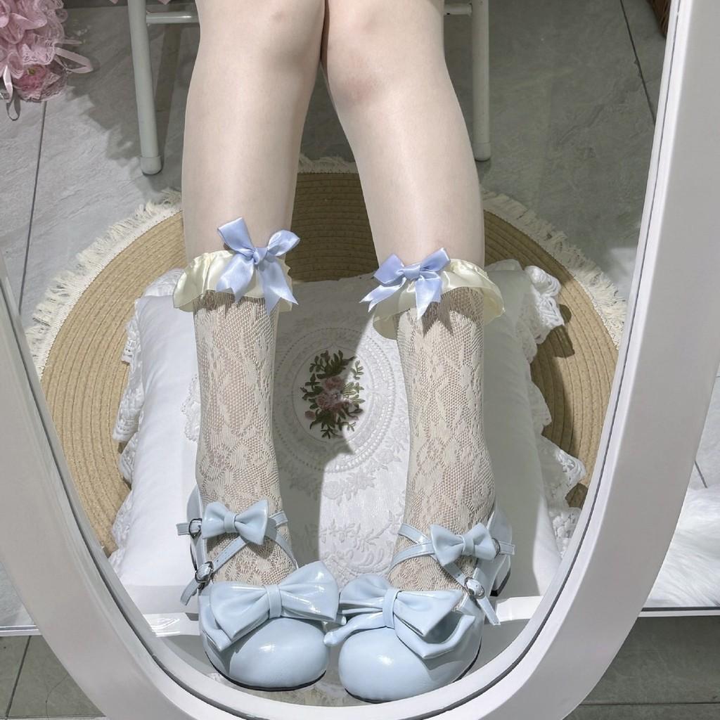 Lolita Summer Sheer Satin Bow Ankle Socks For Women With Breathable Fabrics