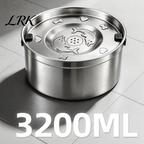 No Wet Mouth Dog Water Bowl 1.2/3.2L Stainless Steel Bowl, No-Spill Slow Drinking Pet Anti-Splash Non-Slip Dispenser for Small Medium Large Dogs, Cats
