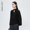 LANGZI Stylish Hollow Stand-Up Collar Lantern Sleeve Blouse