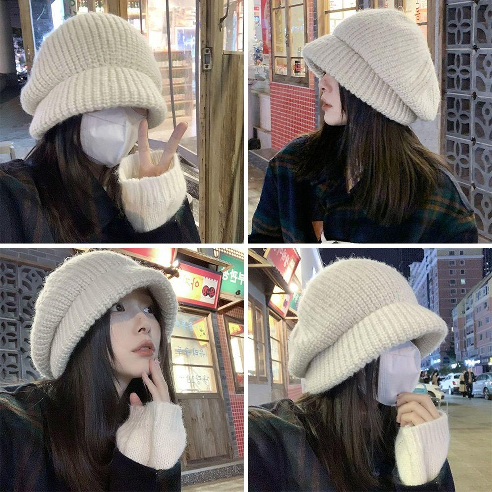 Large Size Autumn Winter Hats for Women Solid Plain Octagonal Newsboy Cap Men Ladies Casual Knitted Beret Cap Women Painter Caps
