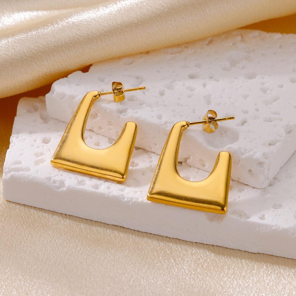 Trendy Round Stainless Steel Hoop Earrings for Women Simple Gold Color Earring Waterproof Ear Piercing Zircon Birthday Gifts