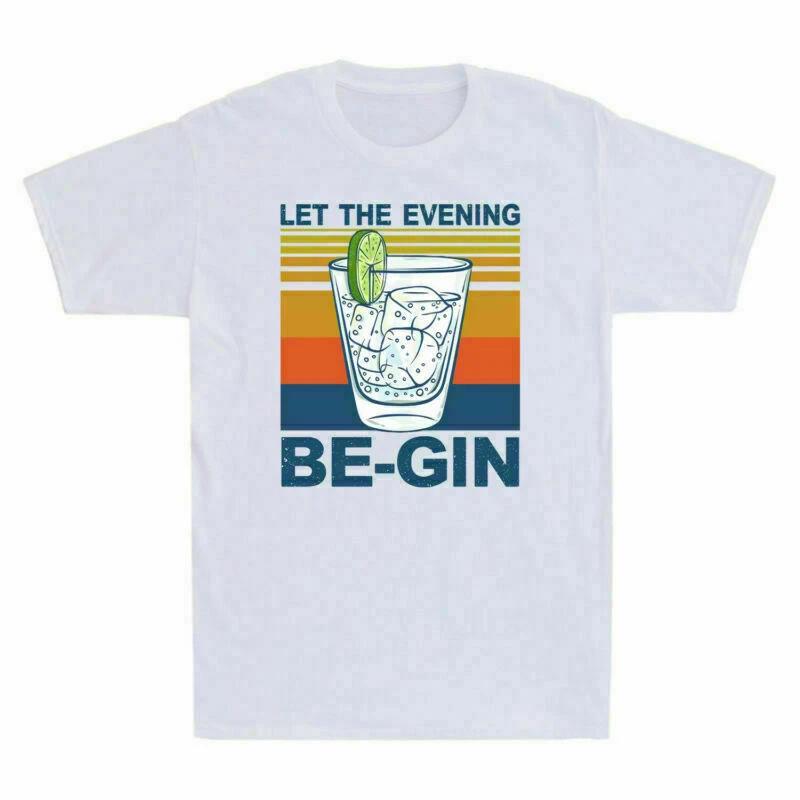 Martini Cocktail Let The Evening Be Gin Funny Vintage Men s Cotton T-Shirt Gift 4XL