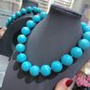 New Medieval Vintage Ethnic Wind 20M Large Turquoise Necklace Women'S Jewelry Turquoise Retro Neck Necklace