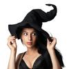Halloween Costume Female Witch Twist Hat Black Velvet Witch Magician Velvet Hat Party Cosplay Props Festival Decor Accessories