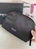 Prada Black Nylon Shell Makeup Bag, Women Portable Zipper Cosmetic Pouch Travel Wash Organizer Bag