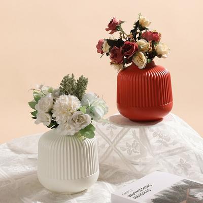 Blumenvase aus Kunststoff, einfarbig, nordischer Stil, Blumentopfkorb, Wohnzimmerdekoration, Keramikimitat