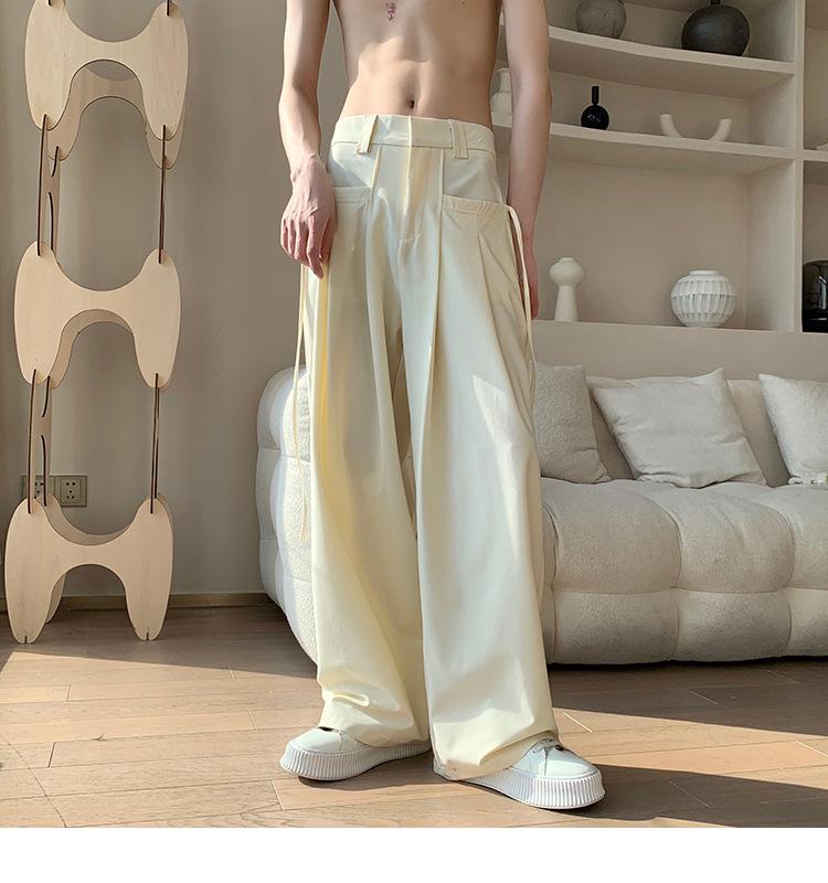 Men's Cool Italian Naples Trousers - Loose, Wide-Leg Design with a Draped Style