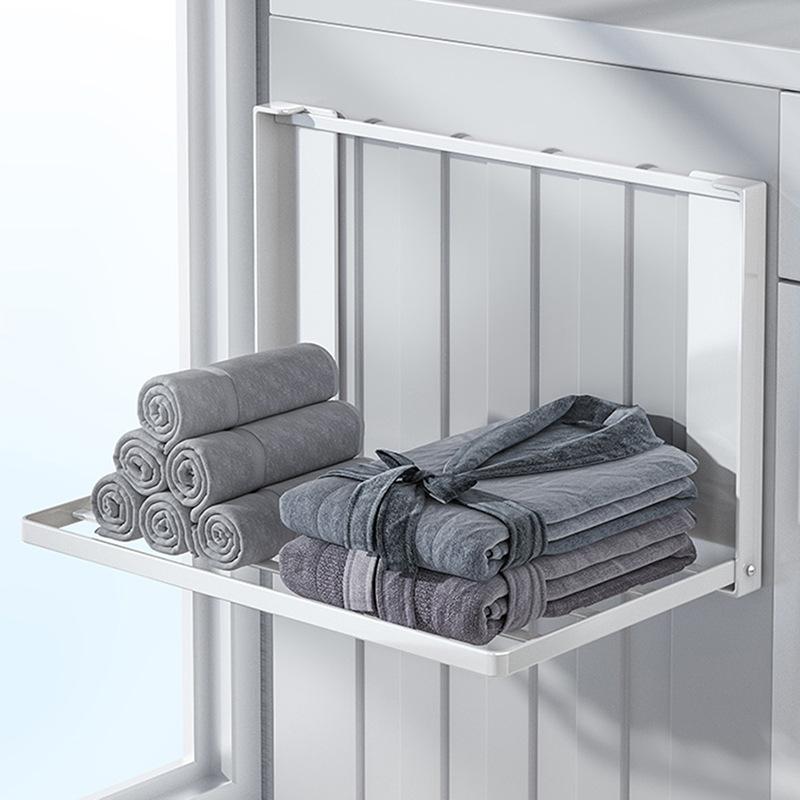 Magnetisches Metall Waschmaschinen Seitenregal Platzsparend Klappbarer Wäscheständer Ohne Bohren Temporäres Regal Einfaches Badezimmerregal