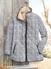 Women's Tropical Leaf Print Quilted Jacket Stand Collar Button Down Contrast Trim Casual Coat