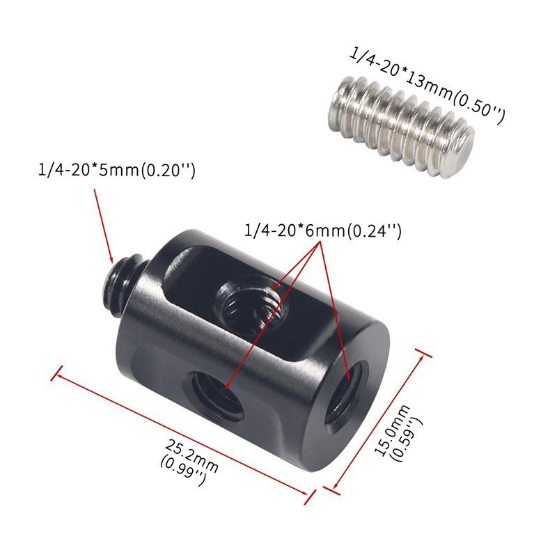 Double-Headed 1/4" Screw Camera Rod Connector with High Load Capacity