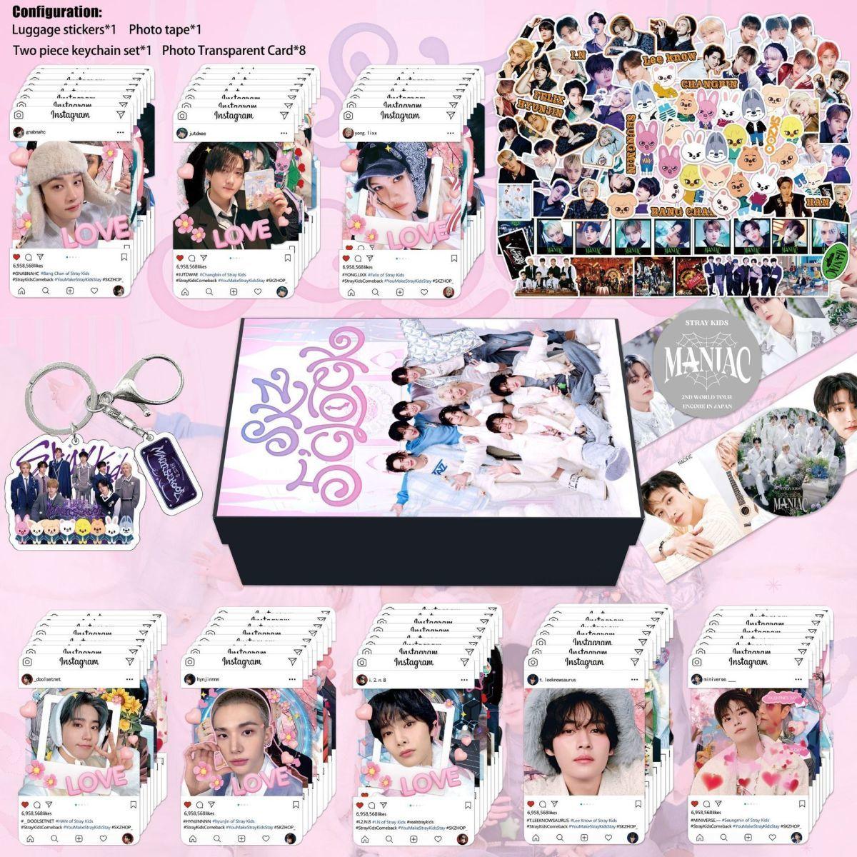 StrayKids карма Подарочный набор Стоячая фигурка Наклейка Мини-карточка Брелок Набор Рождественский подарок DOIT 5 Clock