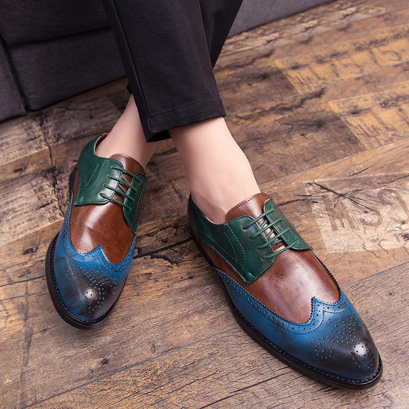 New Brand Men Dress Shoes High Quality Handmade Brogue Style Party Leather Wedding Shoes Men Social Leather Oxfords Formal Shoes
