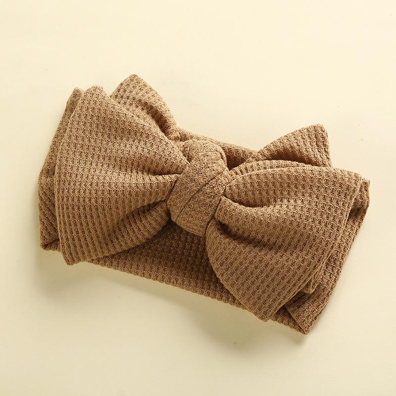 European & American Handmade Baby Hair Accessory: Large Bow Double Layer Waffle Texture Headband for Kids
