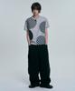 MOO Check Circle Patchwork Short Sleeve T-Shirt - Gray