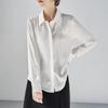 Women's Long Sleeve White Satin Shirt - Spring/Autumn 2026, High-Grade Acetate, Anti-Wrinkle, Perfect for Office Wear