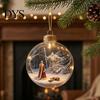 Christmas Party Hanging Trinkets 3D Faux Crystal Ball Ornaments with Warm LED Holiday Character Figurines Lights, Luminous Tree Pendant for Home Decor