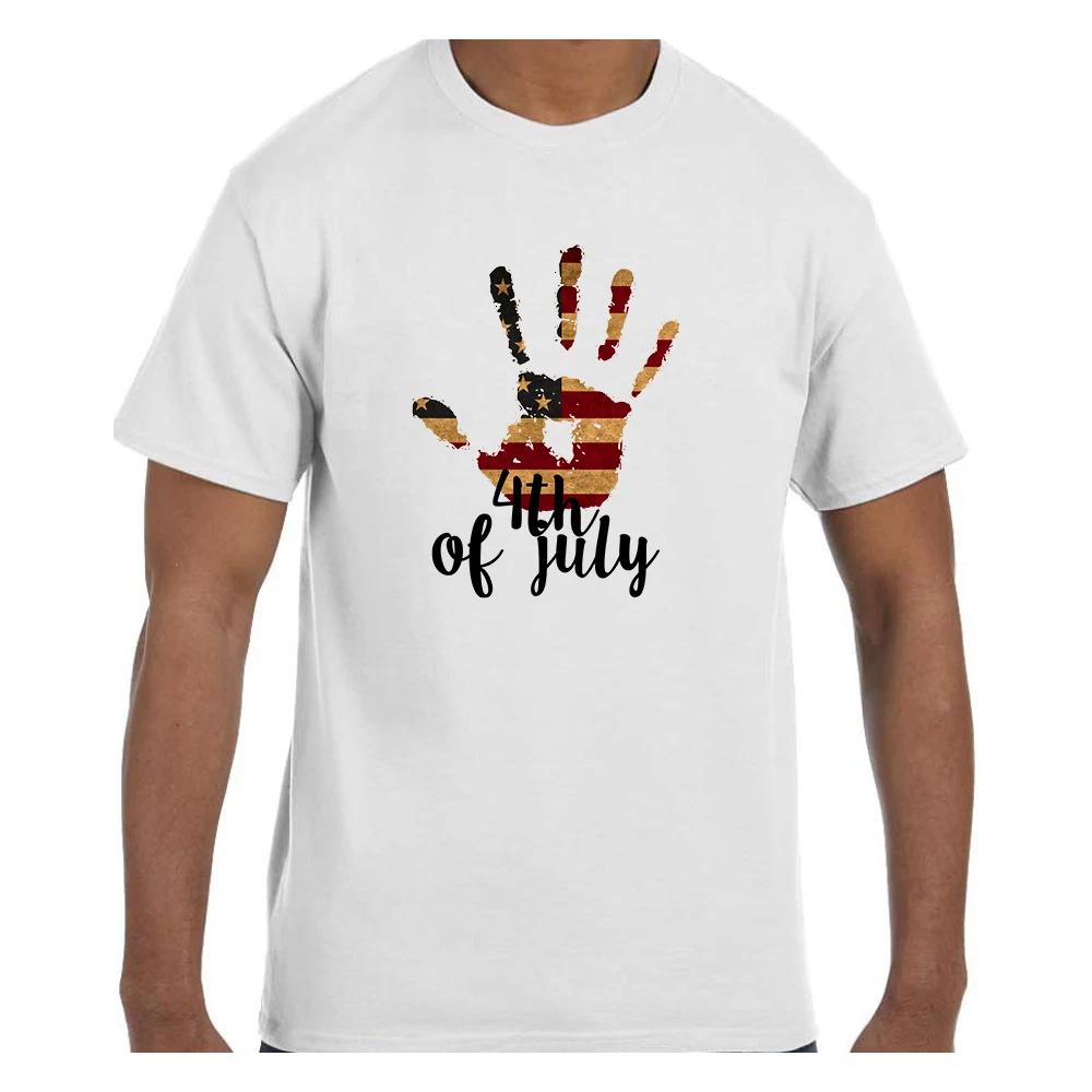 Patriotic 4th of July T shirt Hand Print Flag S