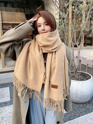 Korean Style Solid Color Winter Scarf & Shawl - Thick, Warm, Imitation Cashmere for Women & Students
