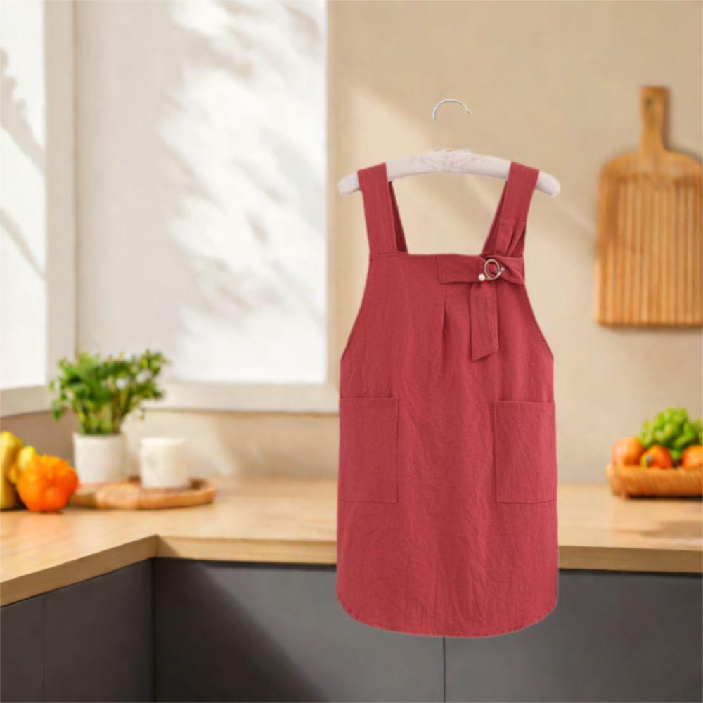 Cotton Kitchen Apron Cross Straps Korean Work Clothes Stylish Home Cooking Apron  Women