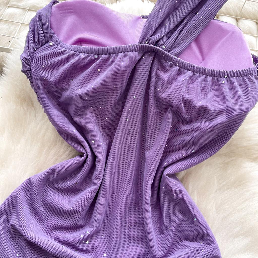 Summer Women One Shoulder Strapless Sexy Bling Bling Slim Sheath Bodycon Mini Short Club Party Dresses