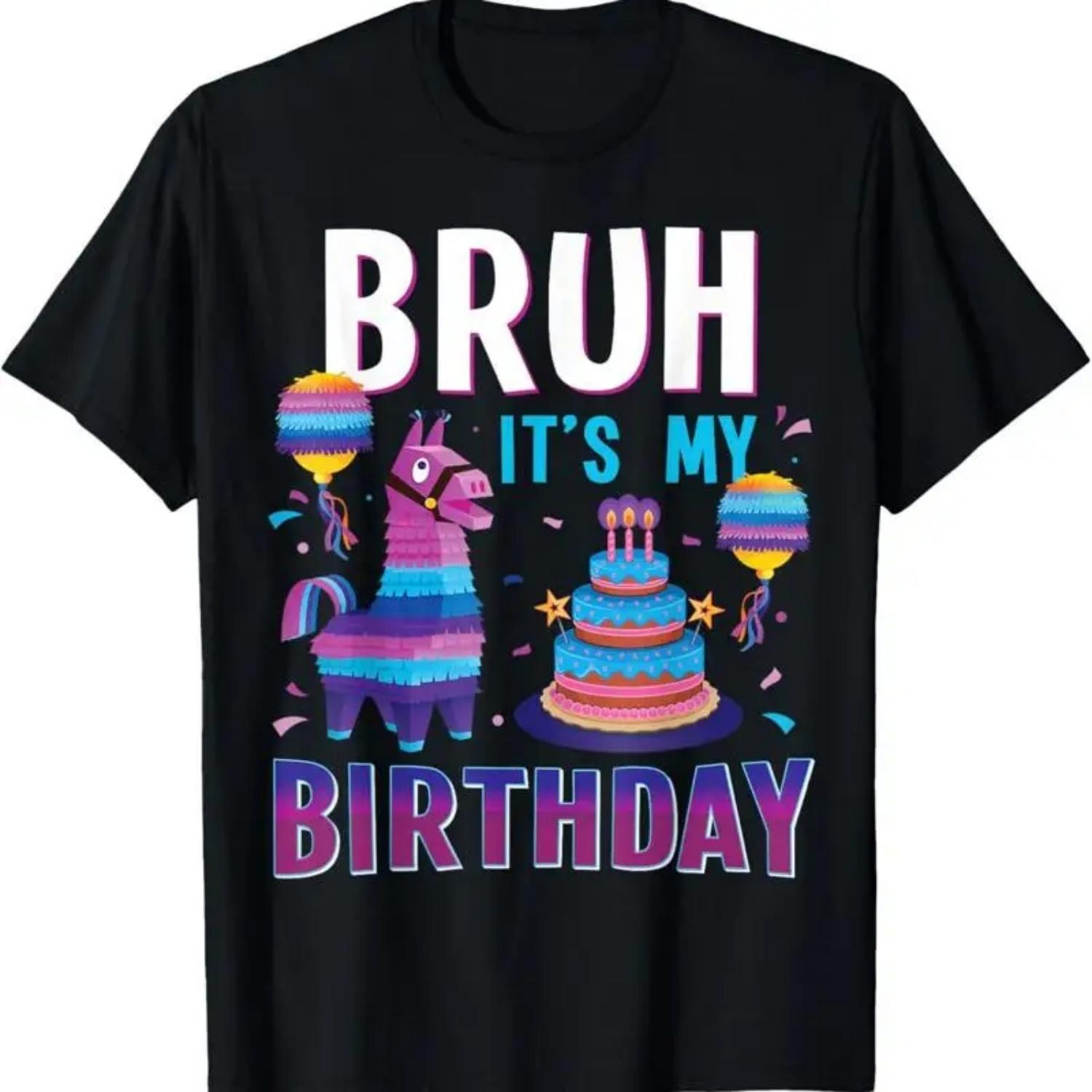 Bruh Its My Birthday Llama Pinata Funny Bday Kids Boys T Shirt S чёрный