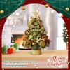 Desktop Christmas Tree, 18'' Table Top Christmas Tree With Wooden Base, Prelit Christmas Tree With Decorations For Indoor