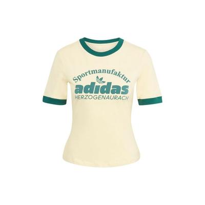 Originals Retro Grafikdruck Gespleißtes Slim-Fit Sport-T-Shirt Damen Tops Gelb IT9868