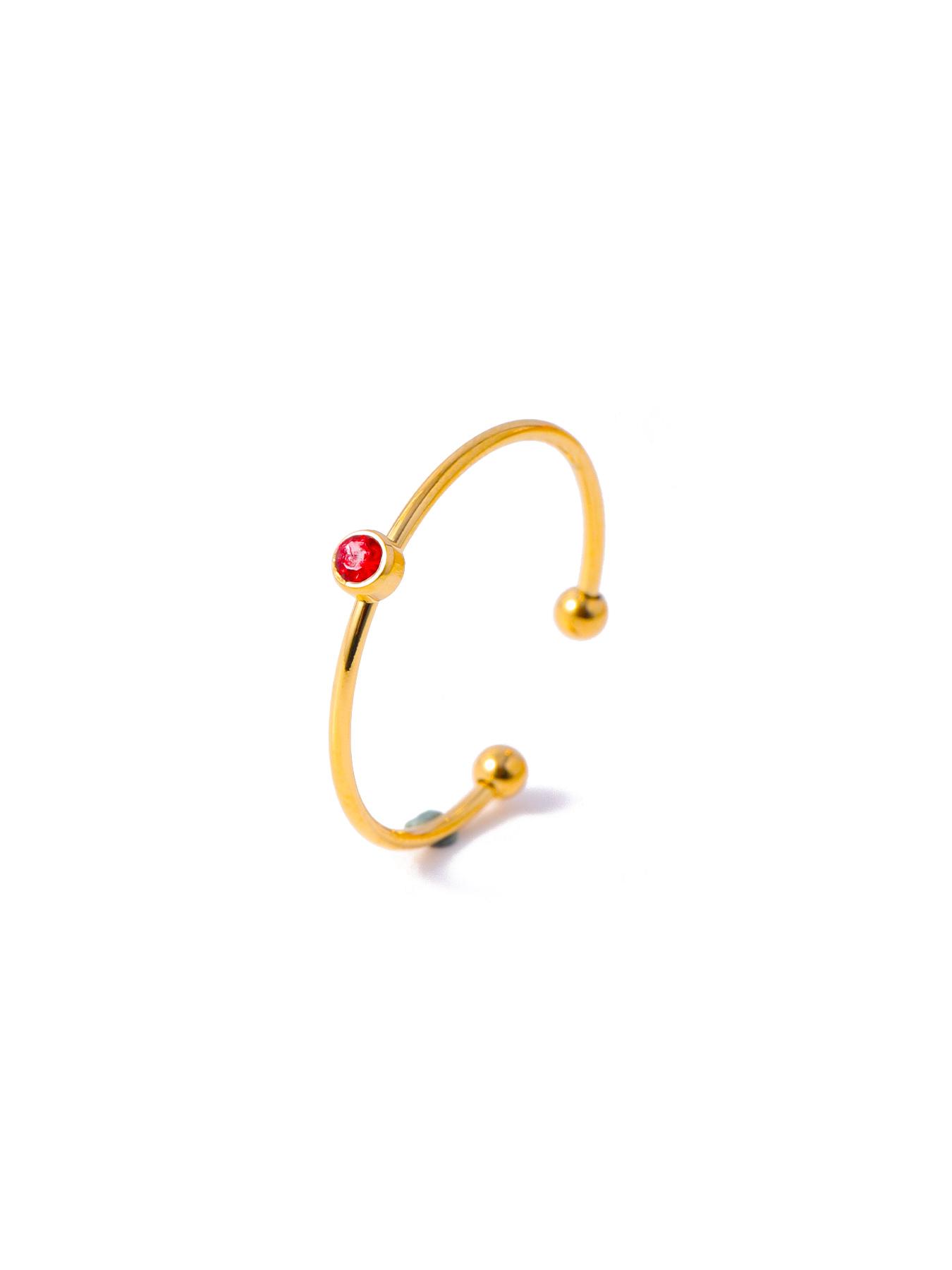 

CARLIDANA Fashion 12 Birthstone Women s Stainless Steel Opening Adjustable Ring 18K Gold Plated Simple Zircon Elegant Jewelry GOLD