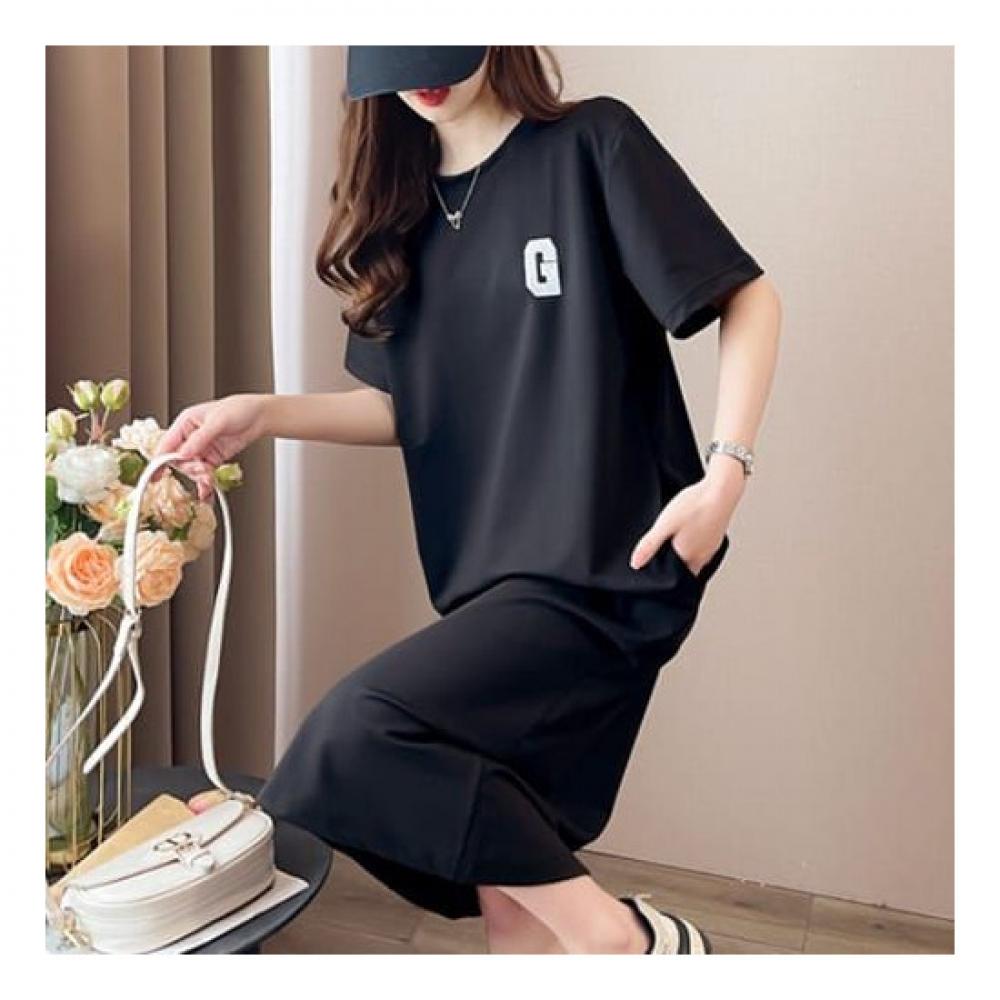 Navava Casual Short Sleeve Dress Alphabet Point No763