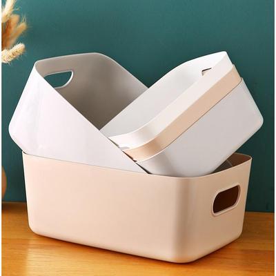 Desktop Storage Basket YX5039: Rectangular Plastic Box for Cosmetics and Kitchen Drawer Organization.