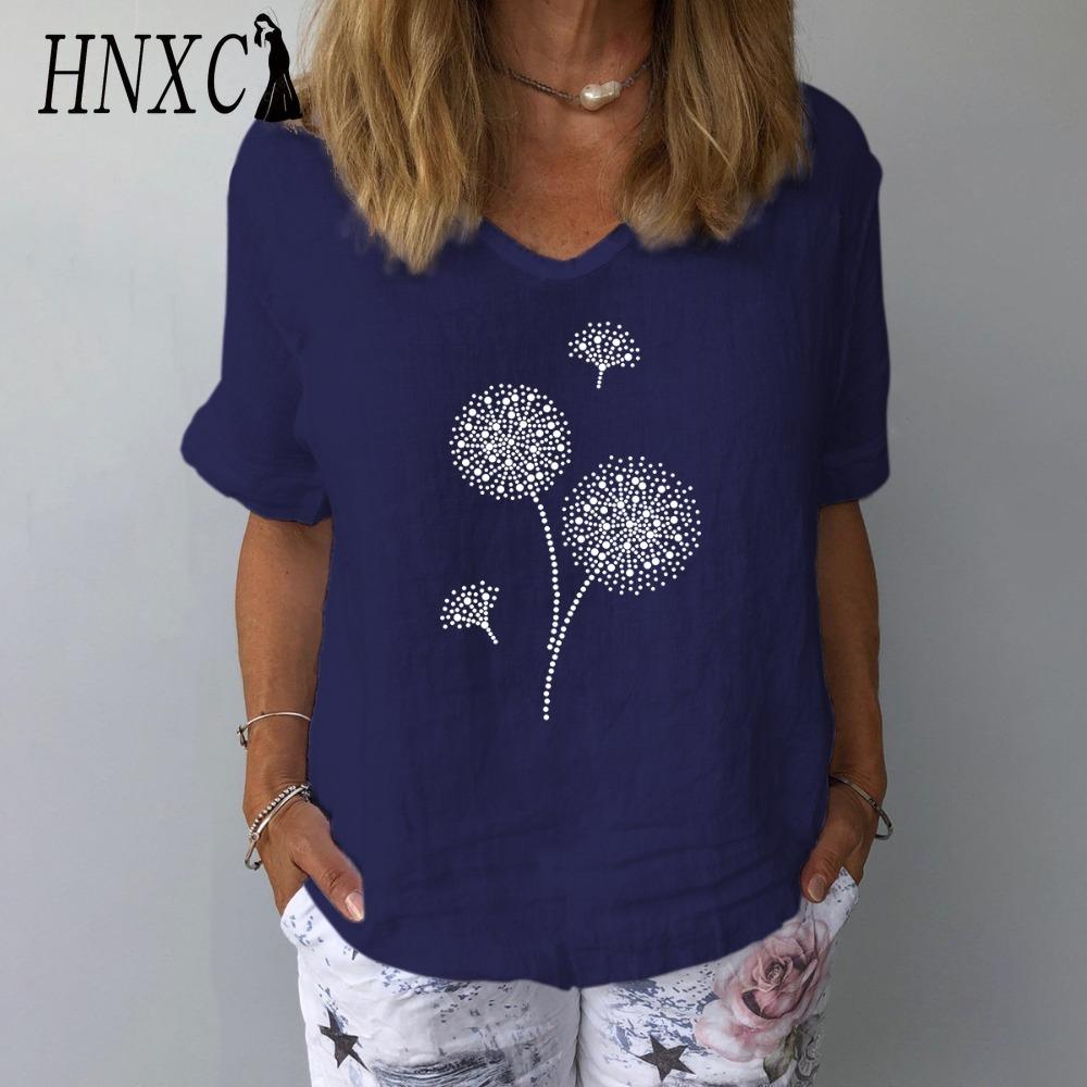 

HNXC Женские модные повседневные блузки и рубашки с коротким рукавом и круглым вырезом XXXL темно-синий